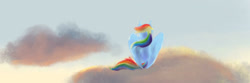 Size: 1500x500 | Tagged: safe, artist:lumepone, character:rainbow dash, species:pegasus, species:pony, cloud, scenery, sky