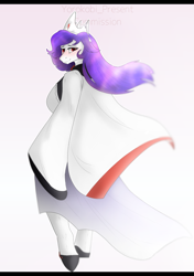 Size: 1407x1999 | Tagged: safe, artist:chao-xing, oc, oc only, species:anthro, species:earth pony, species:pony, species:unguligrade anthro, blushing, cape, clothing, commission, crown, dress, female, jewelry, looking at you, mare, mother's day, shoes, simple background, solo