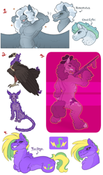 Size: 2406x4068 | Tagged: safe, artist:snootsnooter, oc, oc only, oc:cloud cutter, oc:freestyle, oc:nimbostratus, oc:rat pack, oc:styx, parent:fleetfoot, parent:octavia melody, parent:soarin', species:earth pony, species:pegasus, species:pony, snootverse, armpits, eye strain, ghoul, gun, tommy gun, undead, weapon