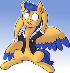 Size: 971x1008 | Tagged: safe, artist:ch0c0butt, character:flash sentry, species:pegasus, species:pony, colored wings, equestria girls ponified, male, ponified, simple background, solo, story in the source, wings
