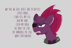 Size: 1310x887 | Tagged: safe, artist:another_pony, character:fizzlepop berrytwist, character:tempest shadow, species:pony, species:unicorn, crossover, female, kazuhira miller, metal gear, metal gear solid, metal gear solid 5, scar, solo, why are we still here? just to suffer?
