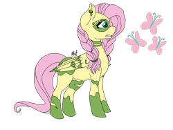 Size: 2048x1536 | Tagged: safe, artist:alilunaa, character:fluttershy, species:pegasus, species:pony, episode:the cutie re-mark, g4, my little pony: friendship is magic, blank flank, braid, female, mare, piercing, project:chrysalis amiss, simple background, solo, transparent background