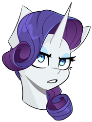 Size: 600x792 | Tagged: safe, artist:pointdelta, character:rarity, species:pony, species:unicorn, bust, female, frown, lidded eyes, mare, portrait, redraw, simple background, solo, transparent background