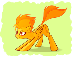 Size: 1845x1443 | Tagged: safe, artist:o0o-bittersweet-o0o, character:spitfire, species:pegasus, species:pony, blushing, digital art, female, mare, raised tail, simple background, sketch, smiling, solo, spread legs, spreading, stretching, tail, wings, wonderbolts