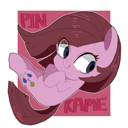 Size: 768x768 | Tagged: safe, artist:destroyer_aky, character:pinkamena diane pie, character:pinkie pie, species:earth pony, species:pony, abstract background, chibi, cute, cuteamena, eye clipping through hair, female, hooves to the chest, mare, pixiv, solo