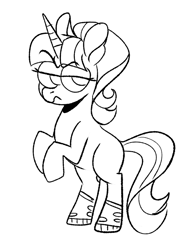 Size: 576x774 | Tagged: safe, artist:woollily, character:starlight glimmer, species:pony, species:unicorn, bipedal, boots, female, monochrome, s5 starlight, shoes, solo