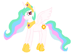Size: 468x354 | Tagged: safe, artist:sessomesmaru, character:princess celestia, species:alicorn, species:pony, female, mare, red eyes, simple background, solo, white background
