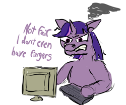 Size: 811x678 | Tagged: safe, artist:frostclaw, character:twilight sparkle, species:pony, newbie artist training grounds, angry, atg 2020, computer