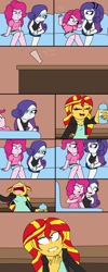 Size: 1200x3000 | Tagged: safe, artist:enderboy1908, character:pinkie pie, character:rarity, character:sunset shimmer, my little pony:equestria girls, barefoot, comic, feet, funny, this already ended in pain, toenails, vine