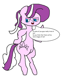 Size: 1398x1682 | Tagged: safe, artist:coltfan97, character:diamond tiara, 1000 hours in ms paint, belly button, bipedal, comic sans, dialogue, question, speech bubble, text