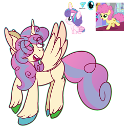 Size: 1000x1000 | Tagged: safe, artist:rubyg242, character:li'l cheese, character:princess flurry heart, species:alicorn, species:pony, episode:the last problem, g4, my little pony: friendship is magic, ambiguous gender, colt, eye clipping through hair, female, filly, fusion, hoof polish, male, open mouth, screencap reference, smiling, unshorn fetlocks, xk-class end-of-the-world scenario