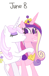 Size: 1229x1920 | Tagged: safe, artist:horroraceman93, character:fleur-de-lis, character:princess cadance, ship:fleurdance, female, kiss on the cheek, kissing, lesbian, pride month, shipping, simple background, transparent background