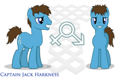 Size: 900x563 | Tagged: safe, artist:theevilflashanimator, species:earth pony, species:pony, bisexuality, doctor who, jack harkness, ponified, reference sheet, solo, torchwood