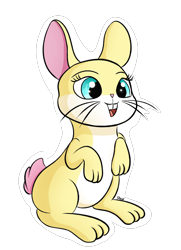 Size: 1300x1800 | Tagged: safe, artist:ponyxwright, character:fluttershy, species:rabbit, newbie artist training grounds, atg 2020, bunnified, bunnyshy, female, simple background, solo, species swap, transparent background, white outline