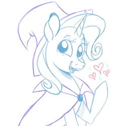 Size: 1001x998 | Tagged: safe, artist:woollily, character:trixie, species:pony, species:unicorn, cape, clothing, hat, heart, trixie's cape, trixie's hat