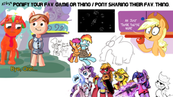 Size: 1920x1080 | Tagged: safe, artist:hellpony, character:applejack, character:big mcintosh, character:rainbow dash, character:rarity, character:scootaloo, character:twilight sparkle, species:pony, newbie artist training grounds, apple, ar15, asteroids, atg 2020, baguette, bread, chainsaw, crossover, elephant, food, gun, handgun, left 4 dead 2, moral orel, pistol, sword, tied up, weapon