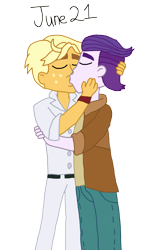 Size: 1214x1920 | Tagged: safe, artist:horroraceman93, character:ragamuffin, my little pony:equestria girls, dirk thistleweed, gay, kissing, male, pride month, ragadirk, ragamuffin (equestria girls), shipping, simple background, transparent background