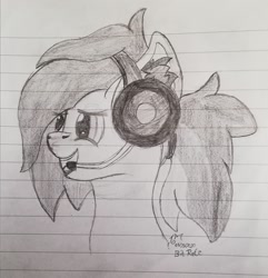 Size: 1616x1674 | Tagged: safe, artist:toli mintdrop, oc, oc:bit rate, species:earth pony, species:pony, lined paper, pencil drawing, solo, traditional art