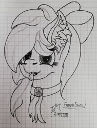 Size: 1616x2134 | Tagged: safe, artist:toli mintdrop, oc, oc:frozen snow, species:pegasus, species:pony, graph paper, lineart, lined paper, solo, traditional art
