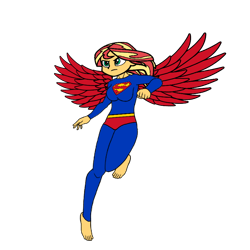 Size: 768x768 | Tagged: safe, artist:thatradhedgehog, character:sunset shimmer, my little pony:equestria girls, angel, female, simple background, solo, superman, transparent background, wings