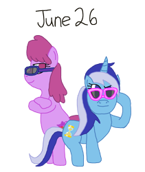 Size: 1280x1517 | Tagged: safe, artist:horroraceman93, character:berry punch, character:berryshine, character:minuette, ship:berrette, female, glasses, lesbian, pride month, shipping, simple background, transparent background