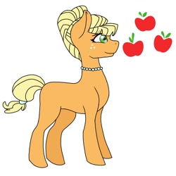 Size: 1000x1000 | Tagged: safe, artist:alilunaa, character:applejack, species:earth pony, species:pony, blank flank, fancy, female, jewelry, necklace, pearl necklace, project:chrysalis amiss, solo
