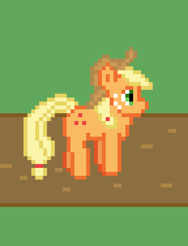 Size: 384x504 | Tagged: safe, artist:silent pone, derpibooru original, character:applejack, species:earth pony, species:pony, animated, blinking, clothing, female, freckles, gif, hat, mare, pixel art, solo, walk cycle, walking