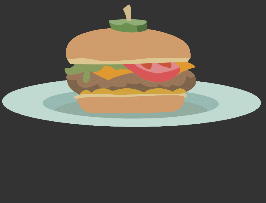 Size: 910x696 | Tagged: safe, artist:ravecrocker, my little pony:equestria girls, animated, burger, cheeseburger, context is for the weak, food, gif, gifcam, gray background, hamburger, hd, high res, no pony, oecake, plate, simple background, vector