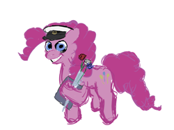 Size: 2000x1500 | Tagged: safe, artist:frostclaw, character:pinkie pie, newbie artist training grounds, atg 2020, clothing, flower, graduation cap, hat, rose, simple background, white background