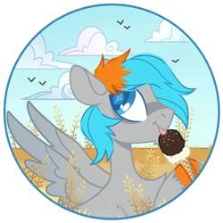 Size: 2000x2000 | Tagged: safe, artist:n in a, oc, oc:shade flash, species:pegasus, species:pony, food, ice cream, male, mlem, silly, stallion, tongue out, unshorn fetlocks