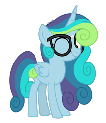 Size: 1290x1499 | Tagged: safe, alternate version, artist:leaficun3, oc, oc:everfree, species:pony, species:unicorn, female, glasses, one eye closed, simple background, solo, teenager, transparent background, wink