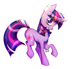 Size: 1629x1563 | Tagged: safe, artist:rottengotika, character:twilight sparkle, character:twilight sparkle (unicorn), species:pony, species:unicorn, female, mare, prancing, simple background, solo, white background