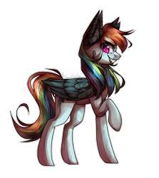 Size: 1035x1161 | Tagged: safe, artist:paintpalet35, character:rainbow dash, species:pegasus, species:pony, corrupted, elements of insanity, female, mare, rainbine, rainbine ears, simple background, solo, transparent background