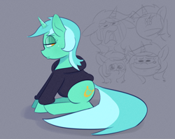 Size: 1350x1068 | Tagged: safe, artist:another_pony, character:lyra heartstrings, species:pony, species:unicorn, fanfic:background pony, clothing, crying, dig the swell hoodie, faec, female, hoodie, solo