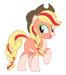 Size: 1237x1403 | Tagged: safe, artist:leaficun3, character:applejack, species:pony, alternate design, clothing, female, hat, simple background, solo, transparent background