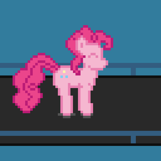 Size: 512x512 | Tagged: safe, artist:silent pone, derpibooru original, character:pinkie pie, species:earth pony, species:pony, animated, eyes closed, female, gif, happy, mare, pixel art, pronking, solo, trampoline