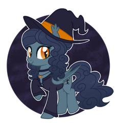 Size: 805x857 | Tagged: safe, artist:lanternomega, artist:pgthehomicidalmaniac, base used, oc, oc only, oc:anongloomy autumn witch hat, species:bat pony, species:pony, g4, female, looking at you, mare, solo