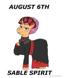 Size: 1000x1200 | Tagged: safe, artist:eunos, character:sable spirit, species:pony, species:unicorn, episode:campfire tales, g4, my little pony: friendship is magic, clothing, curved horn, digital art, dress, female, horn, simple background, solo, transparent background
