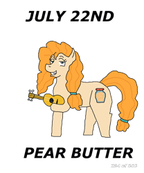 Size: 1000x1200 | Tagged: safe, artist:eunos, character:pear butter, species:earth pony, species:pony, episode:the perfect pear, g4, my little pony: friendship is magic, digital art, female, musical instrument, simple background, smiling, solo, transparent background, ukulele