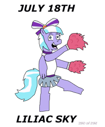 Size: 1000x1200 | Tagged: safe, artist:eunos, character:lilac sky, species:pegasus, species:pony, g4, bow, cheerleader, cheerleader outfit, clothing, digital art, hair bow, pom pom, simple background, smiling, solo, transparent background