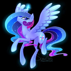 Size: 1008x1008 | Tagged: safe, artist:sweettots, character:princess cadance, character:princess celestia, character:princess luna, character:twilight sparkle, character:twilight sparkle (alicorn), species:alicorn, species:pony, g4, alicorn tetrarchy, cutie mark, ethereal mane, female, fusion, solo, spread wings, wings