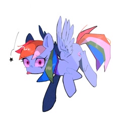 Size: 1400x1400 | Tagged: safe, artist:destroyer_aky, character:rainbow dash, species:pegasus, species:pony, g4, blep, female, looking at you, mare, simple background, solo, stars, tongue out, white background
