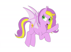 Size: 2338x1700 | Tagged: safe, artist:laurelcrown, oc, oc only, species:bat pony, species:pony, g4, bat pony oc, bat wings, colored, digital art, flat colors, simple background, solo, white background, wings