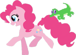 Size: 523x377 | Tagged: safe, artist:dragon-flash, character:gummy, character:pinkie pie, species:earth pony, species:pony, g4, alligator, biting, duo, female, lineless, mare, running, simple background, tail bite, transparent background