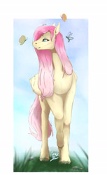 Size: 1920x3136 | Tagged: safe, alternate version, artist:chao-xing, character:fluttershy, species:pegasus, species:pony, g4, butterfly, female, hoers, insect, mare, solo