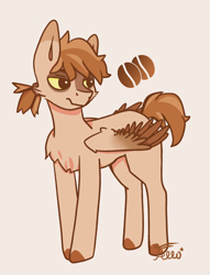 Size: 1380x1806 | Tagged: safe, artist:starfello, oc, oc only, oc:coffee, species:pegasus, species:pony, g4, chest fluff, looking back, pegasus oc, reference sheet, solo, wings