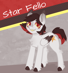Size: 1746x1883 | Tagged: safe, artist:starfello, oc, oc only, species:pegasus, species:pony, g4, chest fluff, colored hooves, pegasus oc, smiling, solo, two toned wings, wings