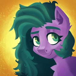 Size: 1080x1080 | Tagged: safe, artist:starfello, oc, oc only, species:earth pony, species:pony, g4, bust, chest fluff, earth pony oc, smiling, solo