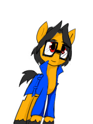 Size: 720x960 | Tagged: safe, artist:a.s.e, oc, oc only, oc:a.s.e, species:pony, g4, clothing, glasses, looking up, male, simple background, solo, white background