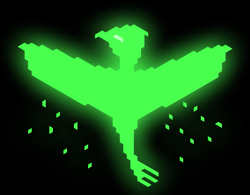 Size: 1229x960 | Tagged: safe, artist:silent pone, oc, oc:pyrelight, species:balefire phoenix, species:phoenix, fallout equestria, g4, glow, hexels, simple background, solo, spread wings, wings